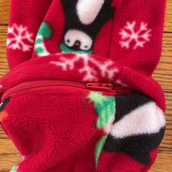 Hoodie-Footie Red Fleece Onesie - Picture 7 of 8